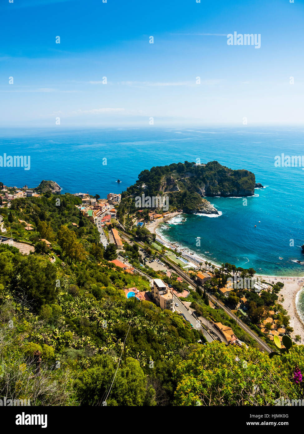 Italy, Sicily, Taormina, view to Isola Bella Stock Photo