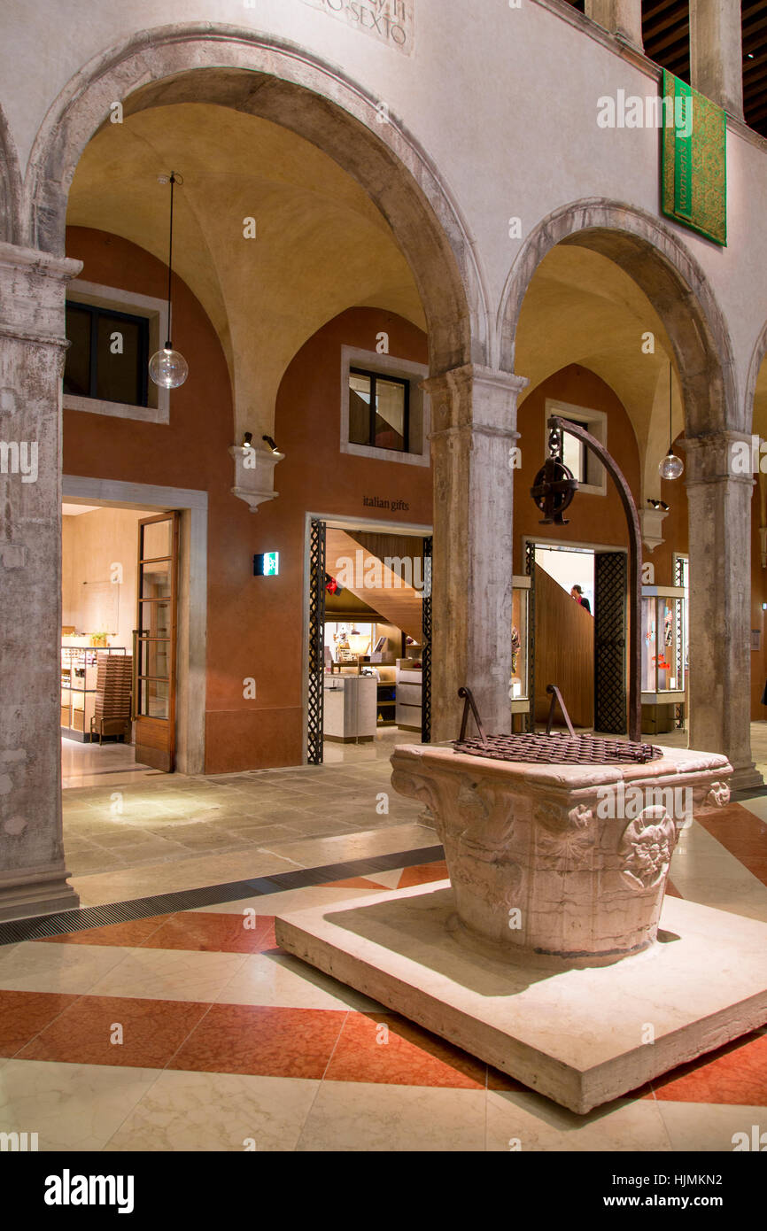 Interior of Fondaco dei Tedeschi (b. 1228) - now a department store along the Grand Canal, Venice, Veneto, Italy Stock Photo