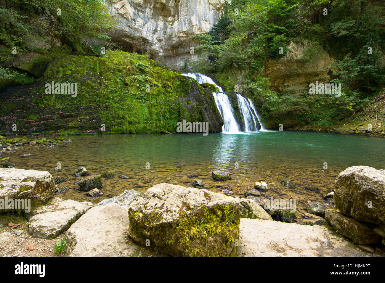 Spring of the river Lison in the Franche Comté area in France Stock Photo