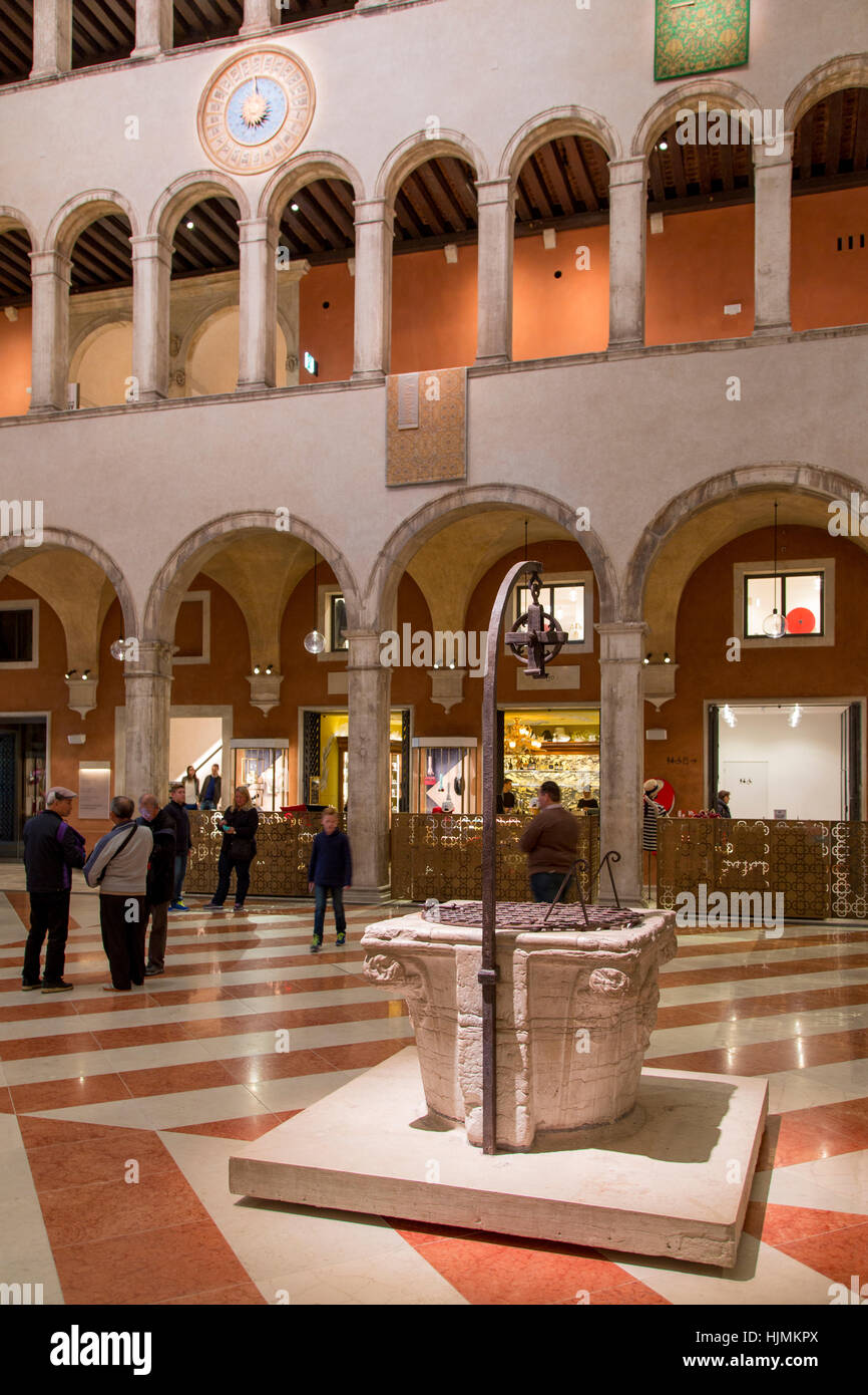 Interior of Fondaco dei Tedeschi (b. 1228) - now a department store along the Grand Canal, Venice, Veneto, Italy Stock Photo