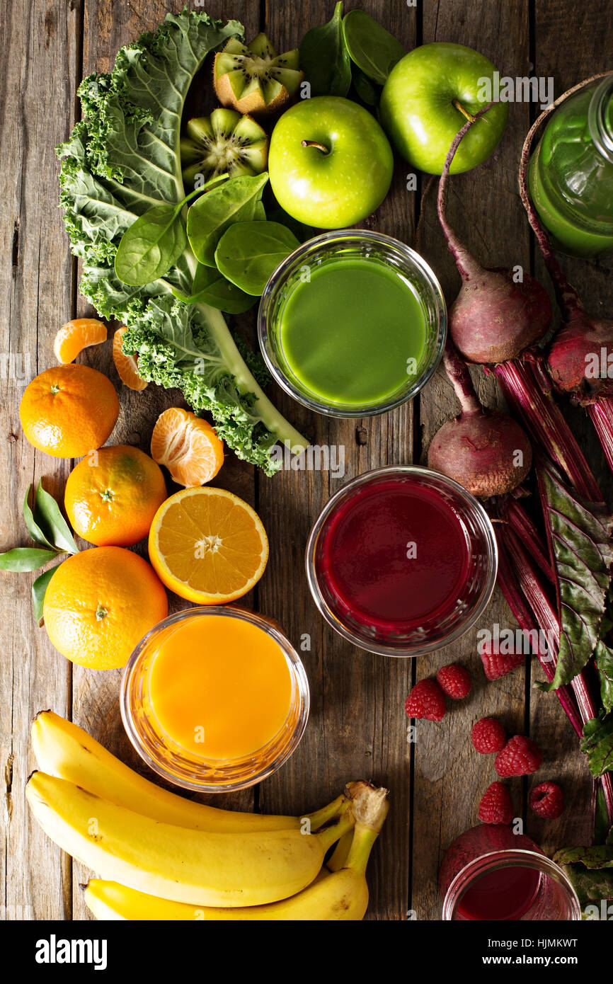 Variety of fresh vegetable and fruit juices Stock Photo Alamy