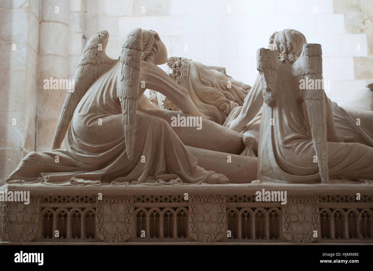 Monastery of Alcobaca, Portugal: tomb of King Pedro I, who commissioned two Gothic tombs for him and his mistress Ines de Castro Stock Photo