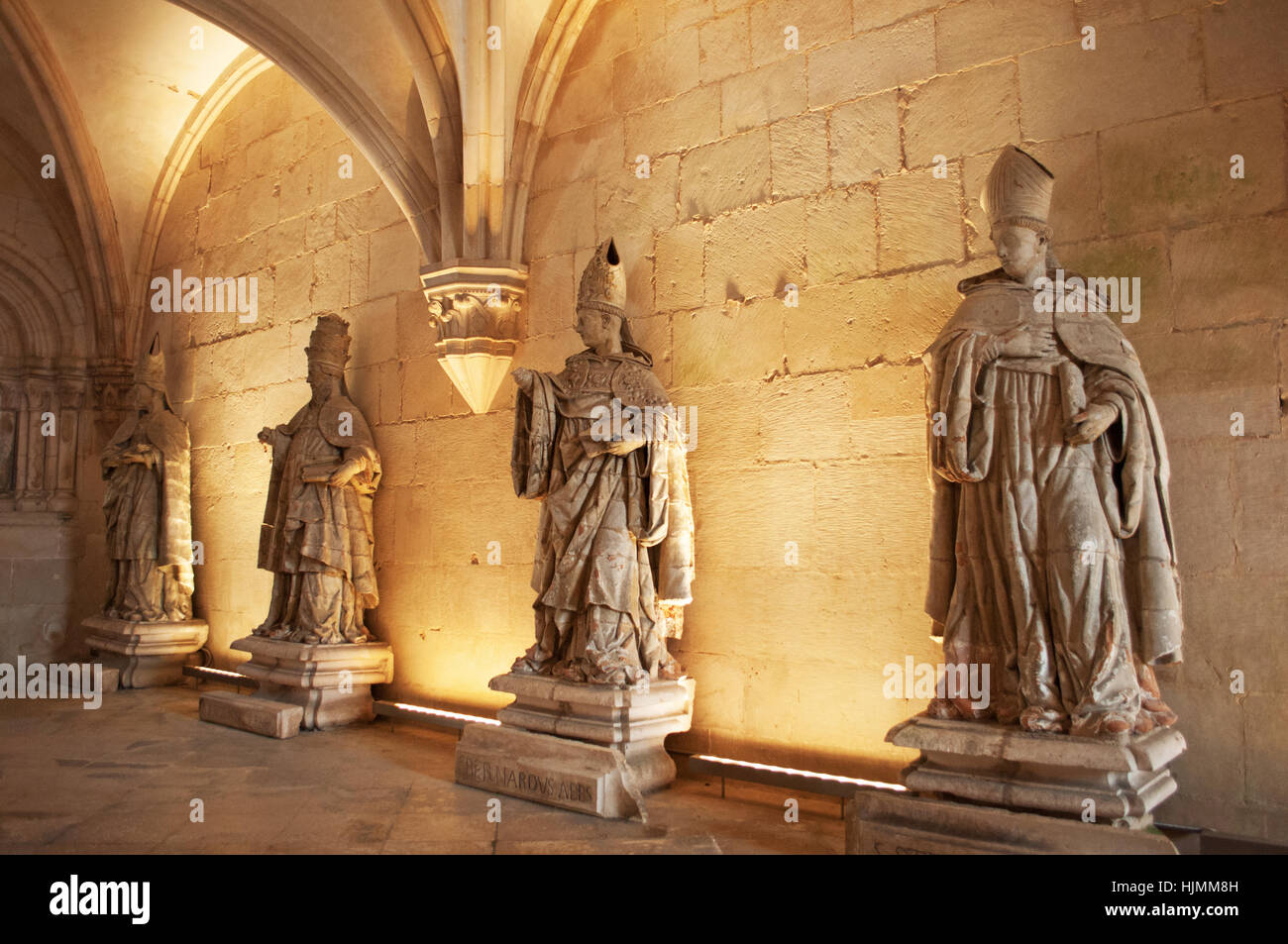 Monastery of Alcobaca: the Chapter House, the room with baroque statues where the monks gathered to discuss the daily matters Stock Photo