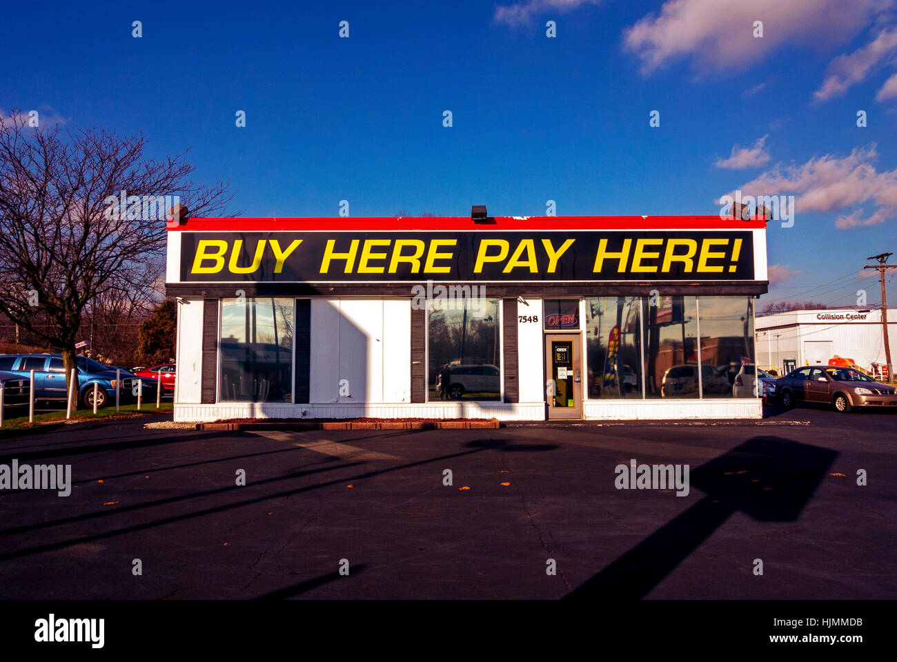 Used car dealer store front in Indianapolis, Indiana, USA. Stock Photo