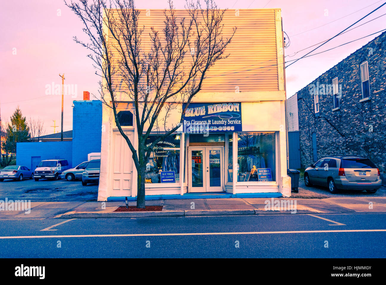 Street scene and store front in Ludington, Michigan, USA Stock Photo