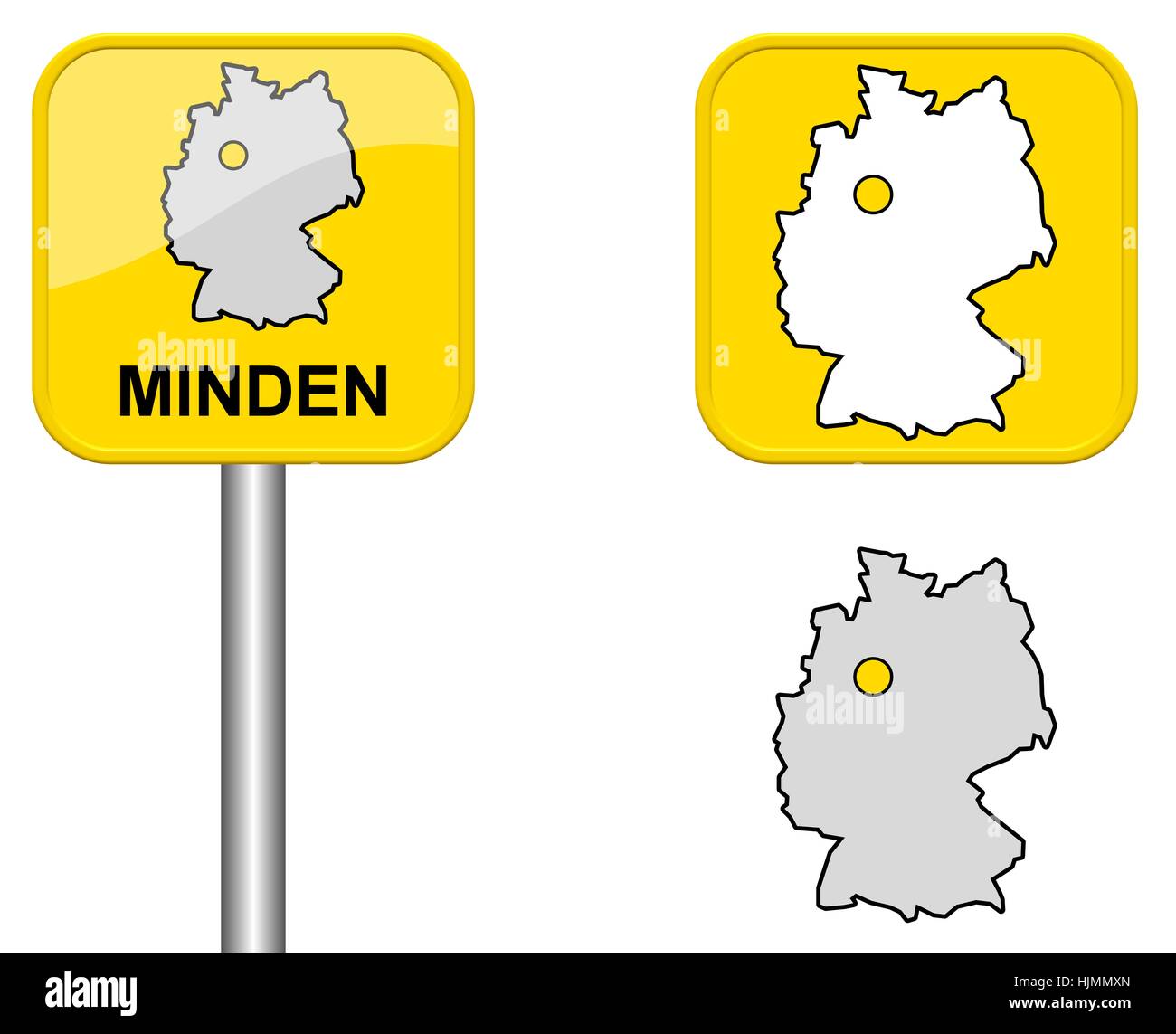 sign,germany map and button of minden Stock Photo
