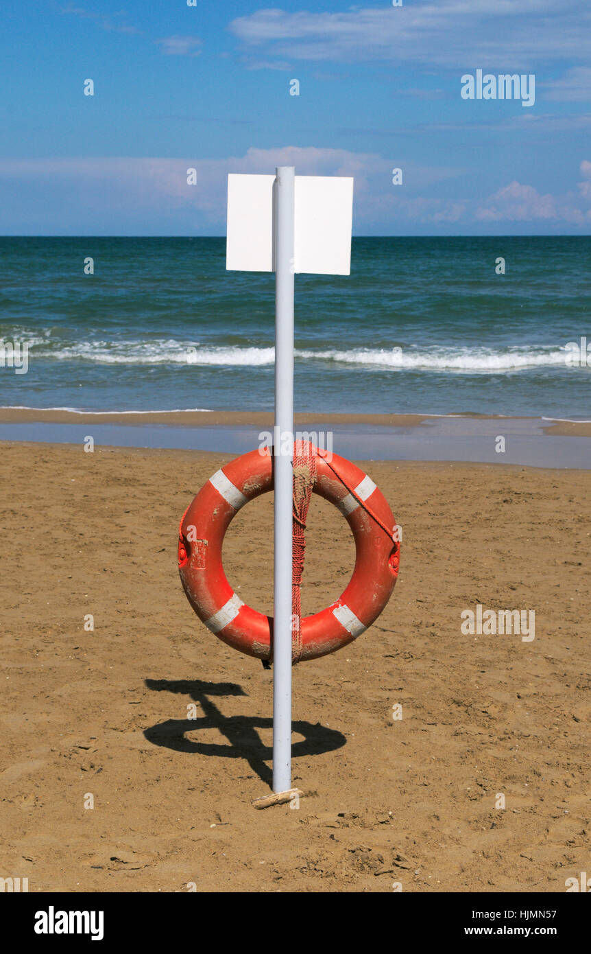 lifebuoy ring on beach Stock Photo