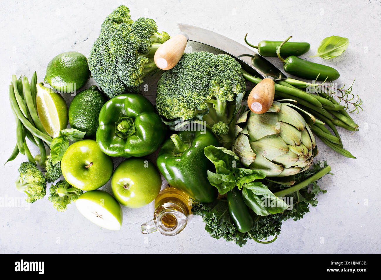 Variety of green vegetables and fruits Stock Photo Alamy