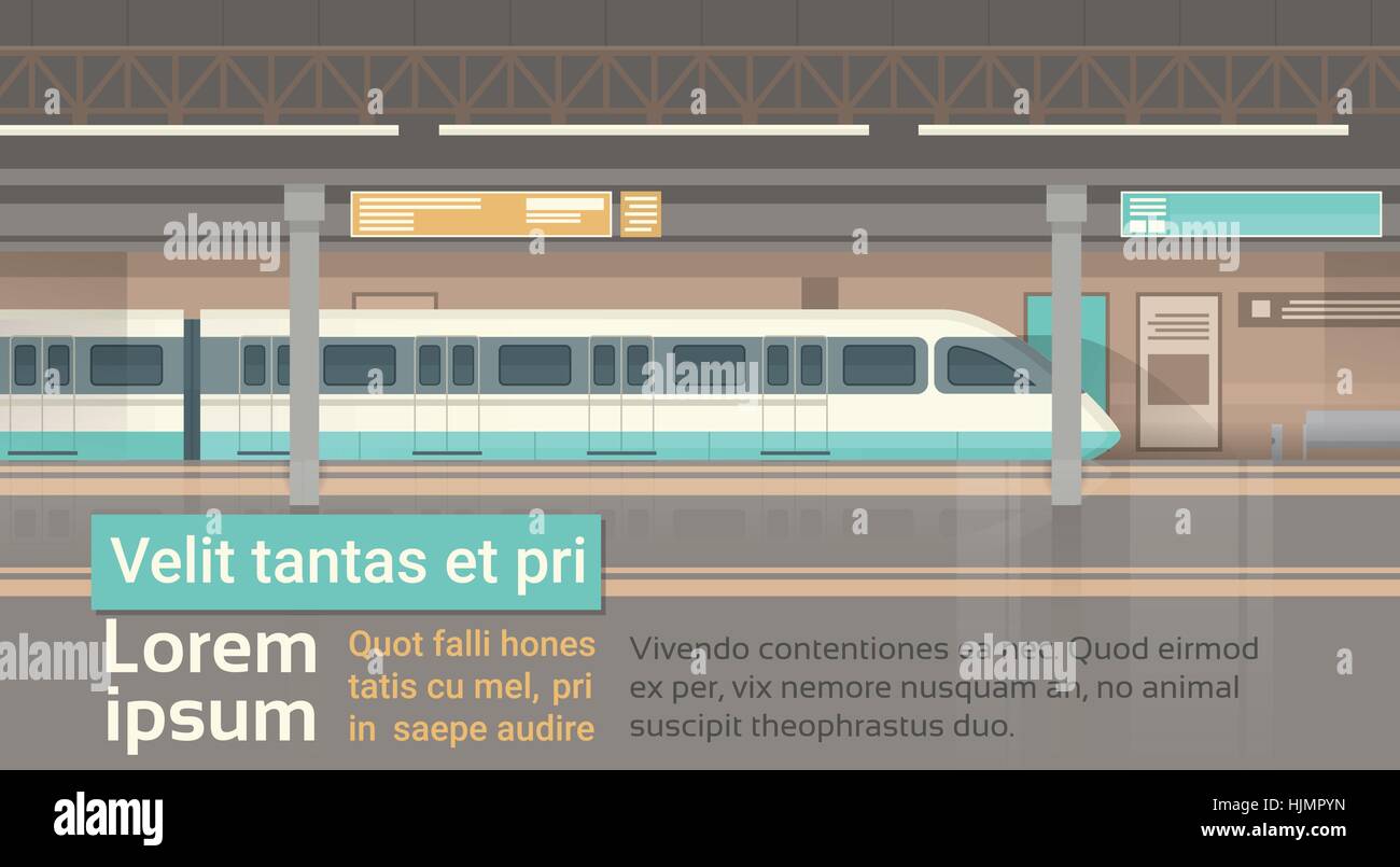 Subway Tram Modern City Public Transport, Underground Rail Road Station Stock Vector