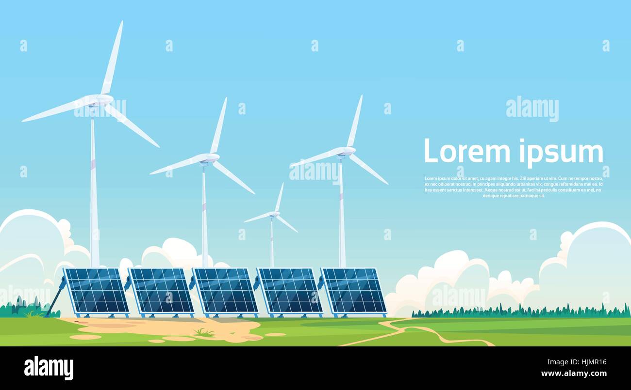 Wind Turbine Solar Energy Panel Renewable Station Stock Vector Image ...