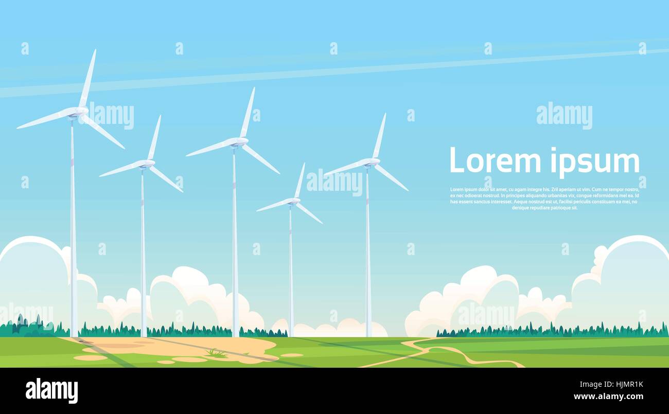 Wind Turbine Energy Renewable Station Nature Background Stock Vector ...