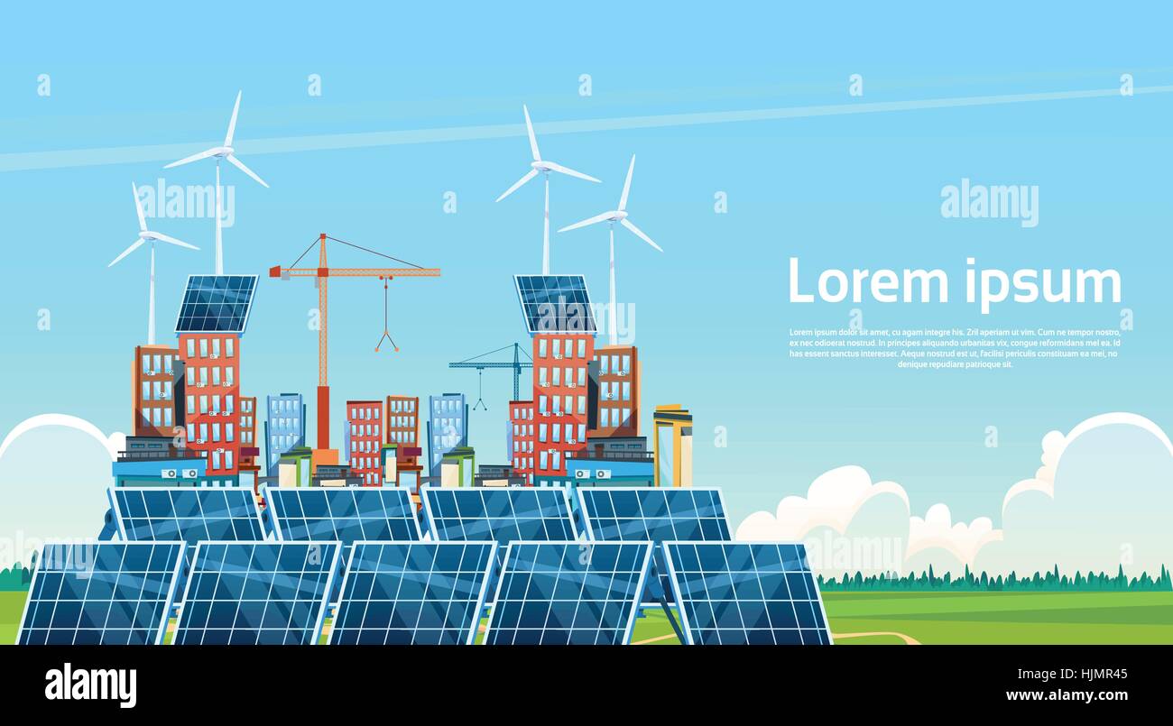 Wind Turbine Solar Energy Panel Renewable Station Stock Vector Image ...