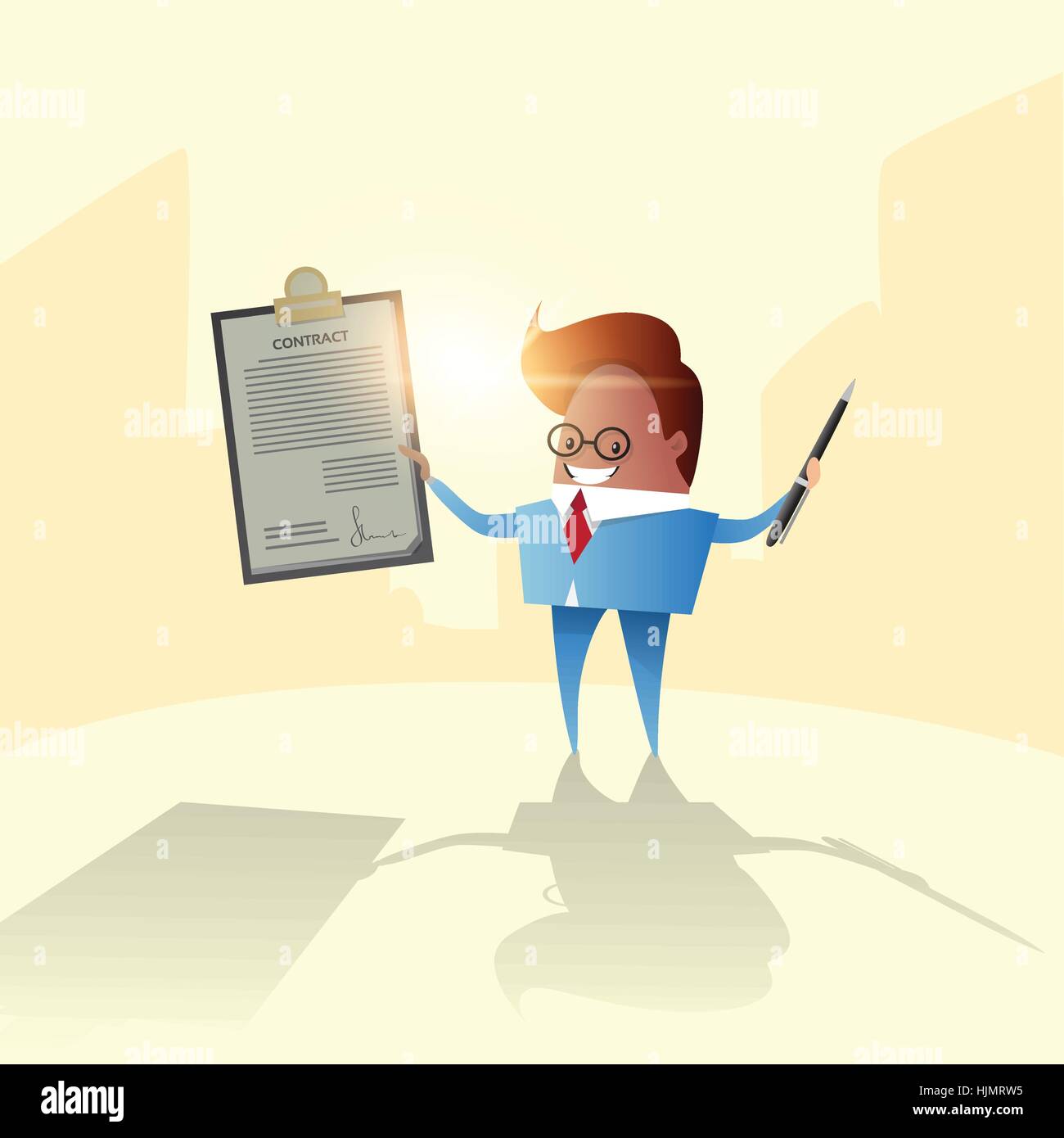 Successful Business Man Hold Contract Sign Document Folder Stock Vector ...