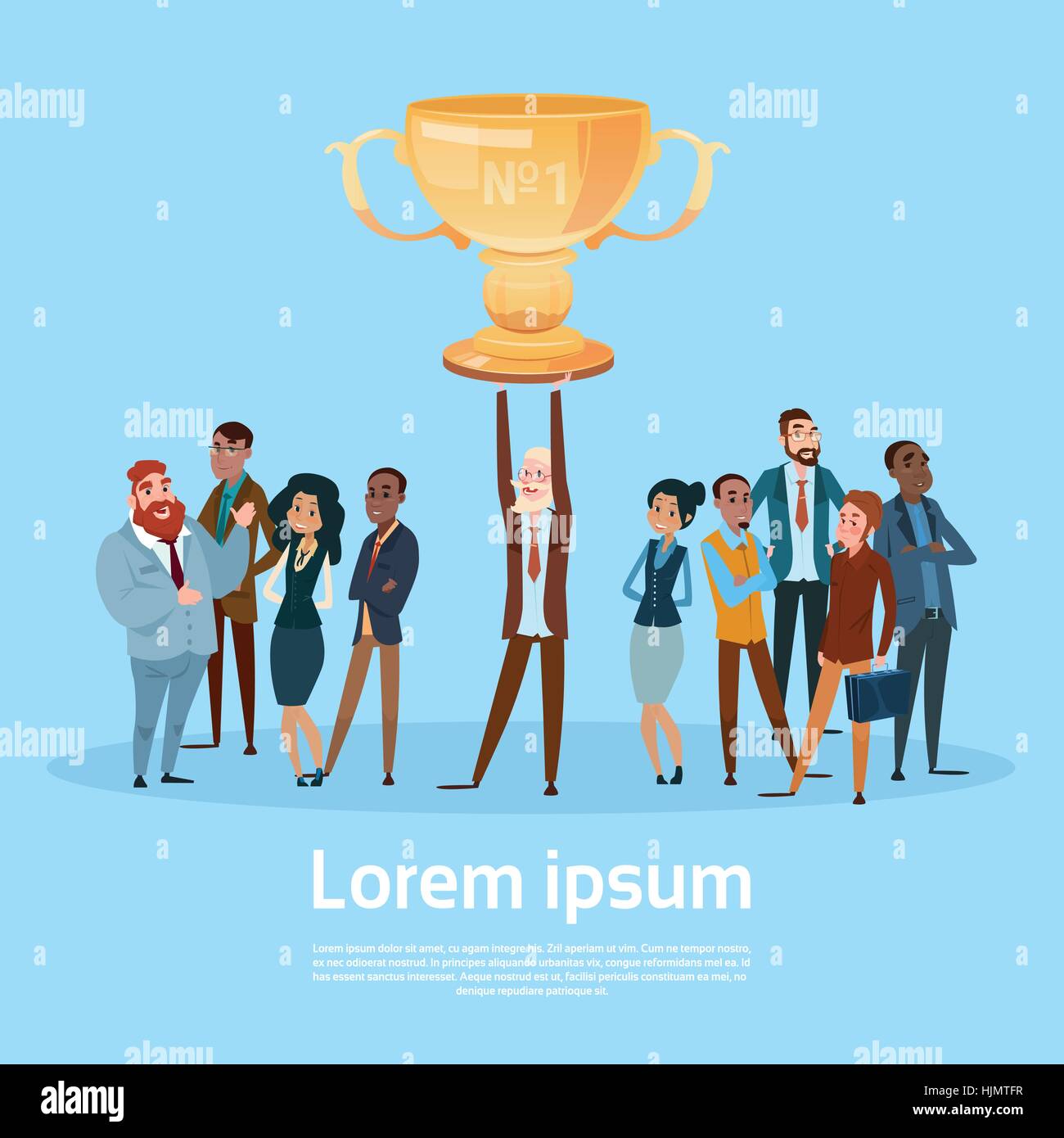 Business People Team Hold Prize Winner Cup, Team Success Concept Stock ...