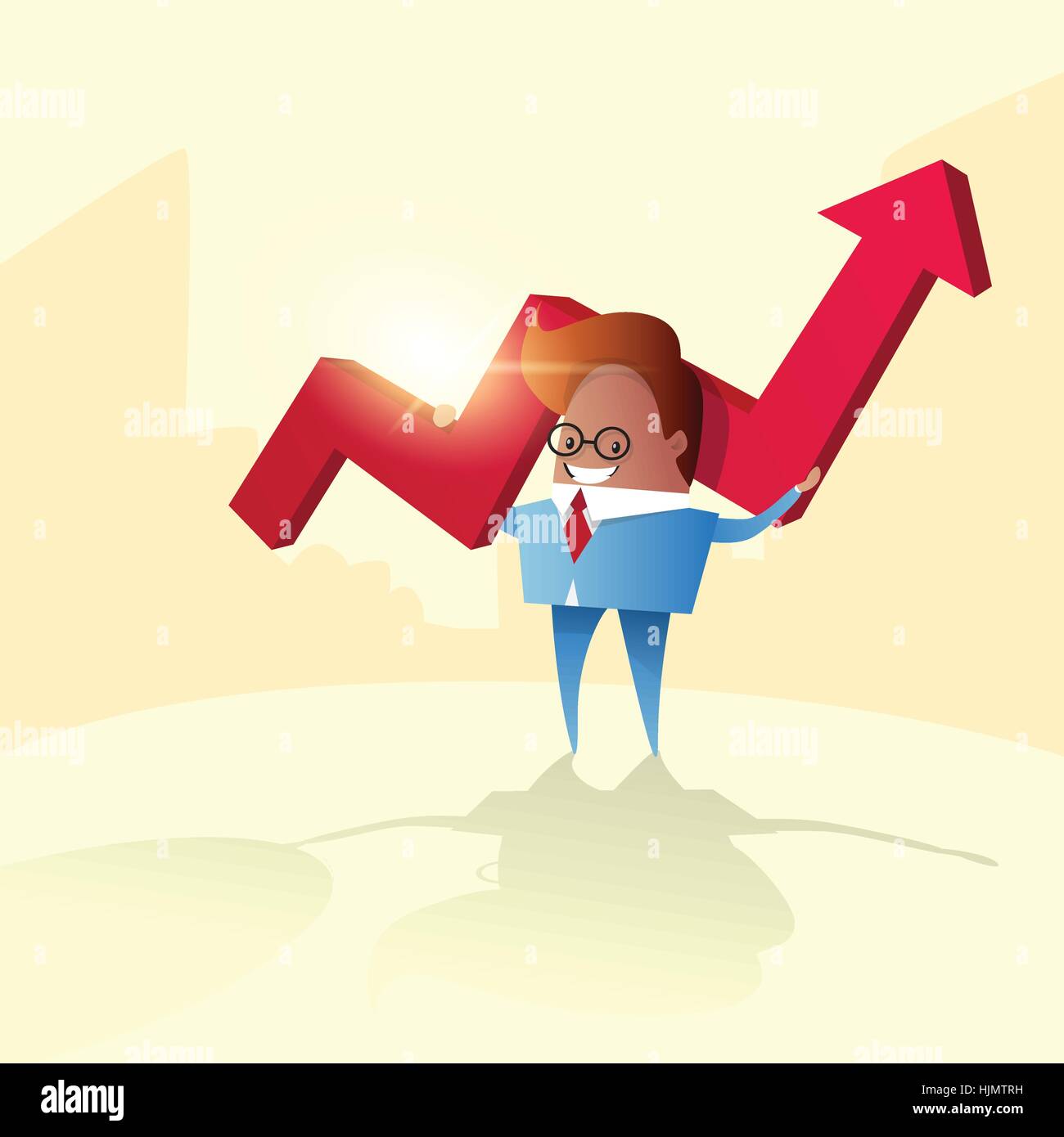 Business Man Hold Red Arrow Up Financial Success Concept Stock Vector ...