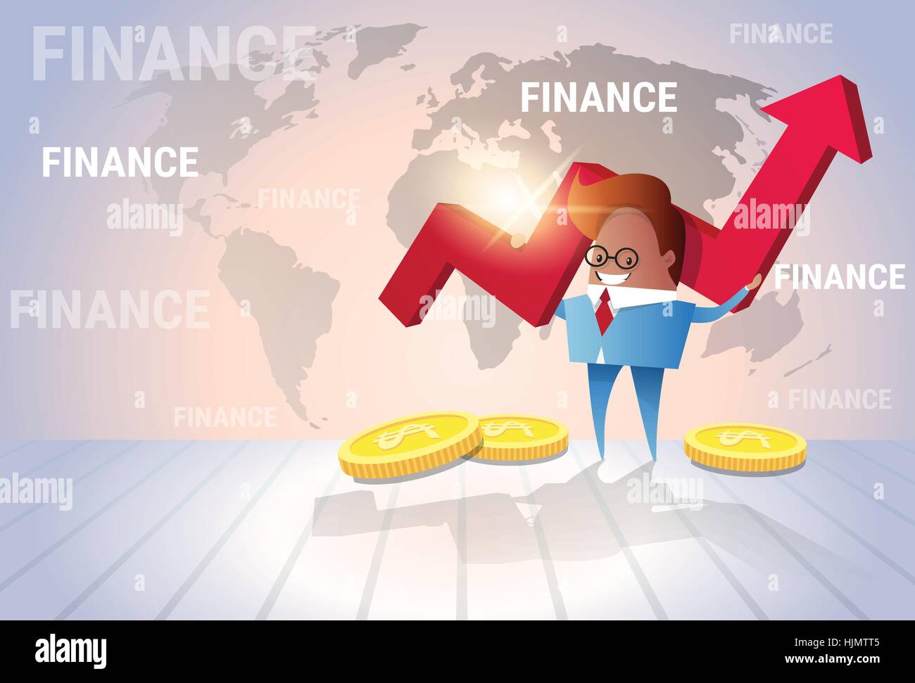 Business Man Hold Red Arrow Up Financial Success Concept Stock Vector ...
