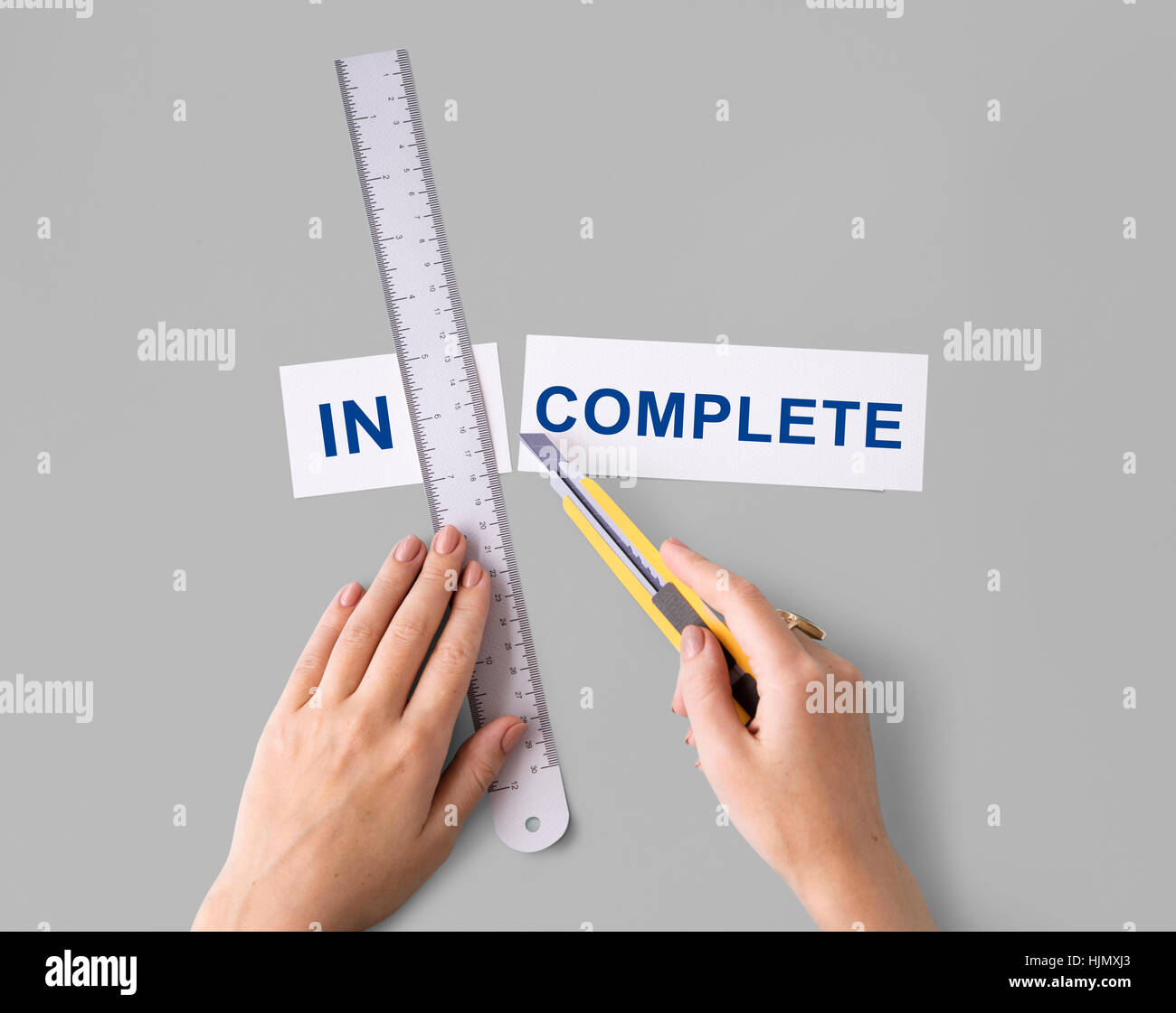 Incomplete Unfinished Word Split Hands Cut Concept Stock Photo - Alamy