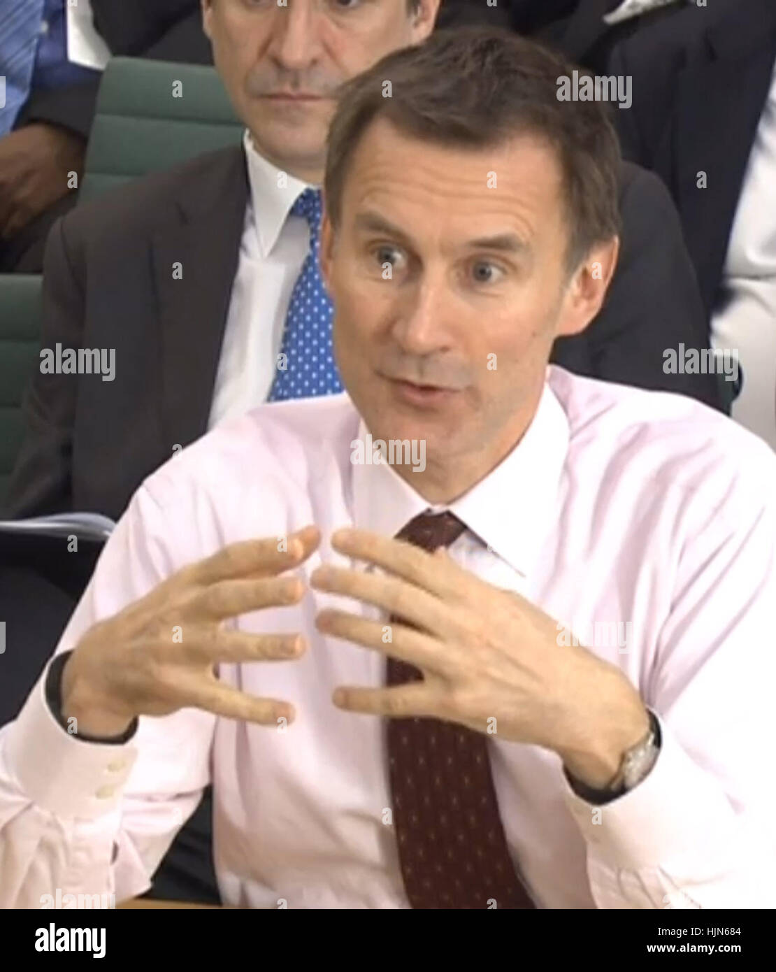 Health Secretary Jeremy Hunt gives evidence to the Commons Health Committee about Brexit and health and social care, at Portcullis House, London. Stock Photo