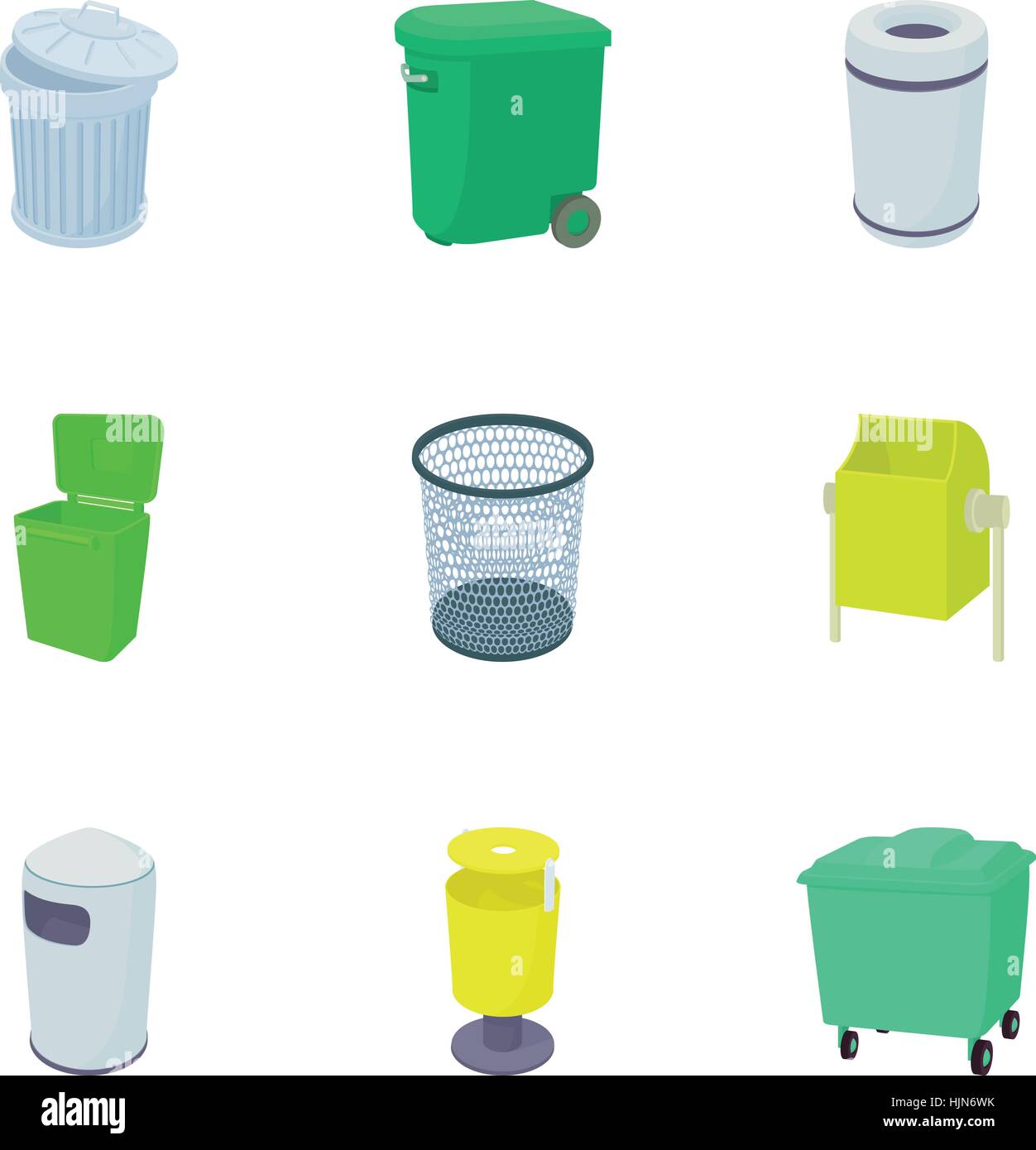 Rubbish Bin Icons Set Cartoon Illustration Of 9 Rubbish Bin Vector Icons For Web Stock Vector Image Art Alamy