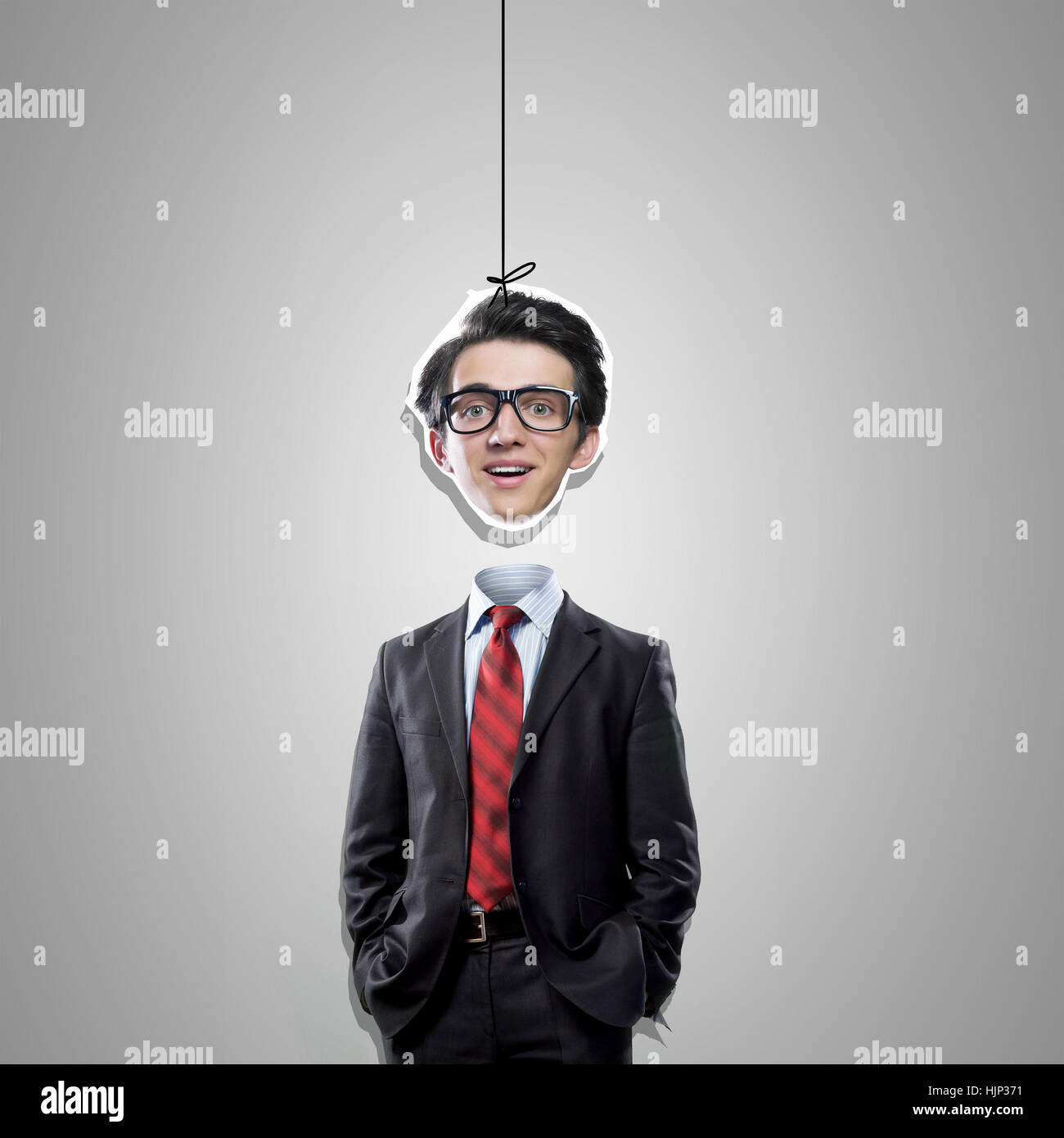 Funny businessman and his head hanging on rope Stock Photo - Alamy