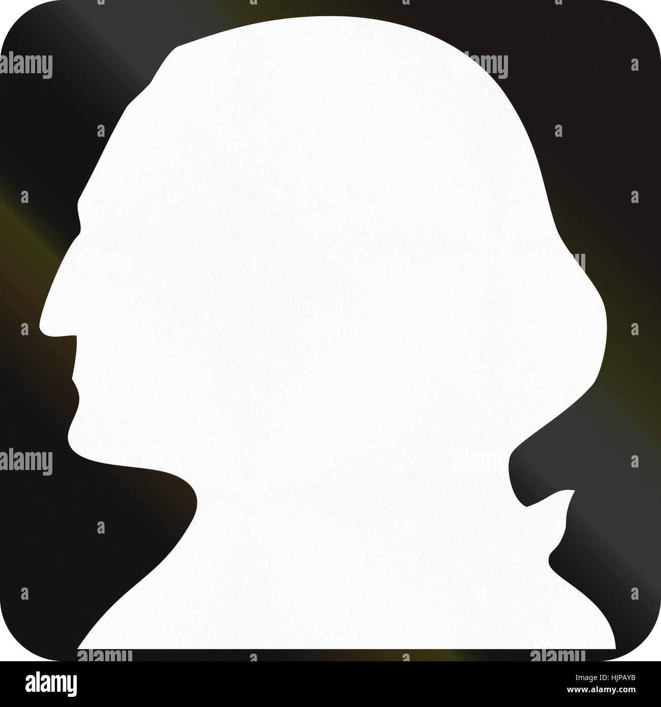 Blank Washington State Route shield with a silhouette of George Washington. Stock Photo