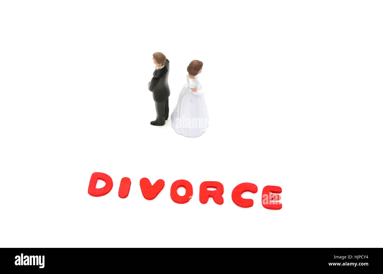 The word divorce between a separated couple Stock Photo