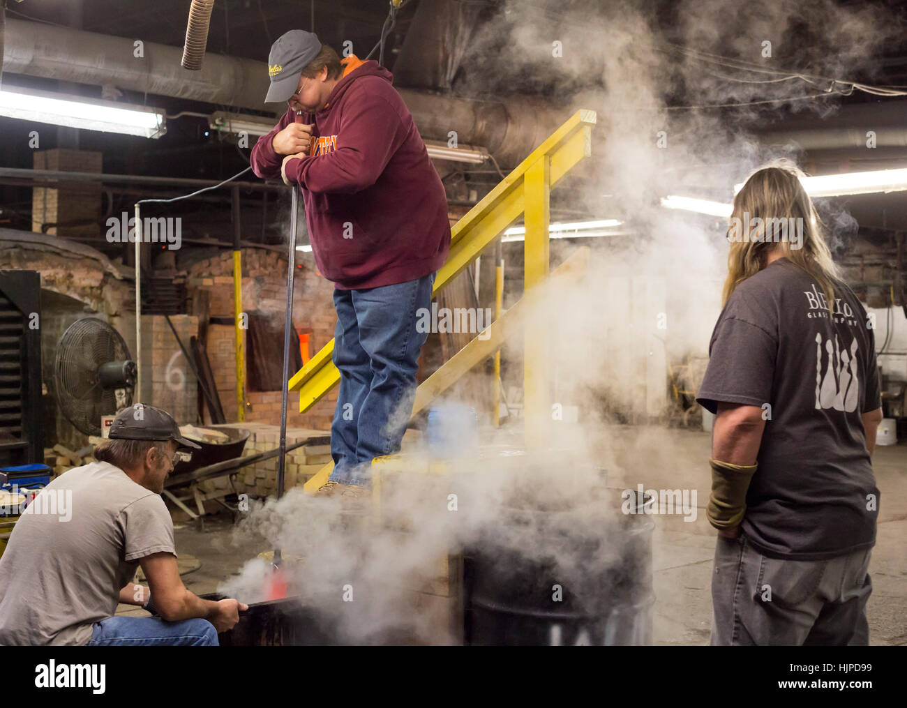 Milton, West Virginia Glassblower at work at the Blenko Glass Company