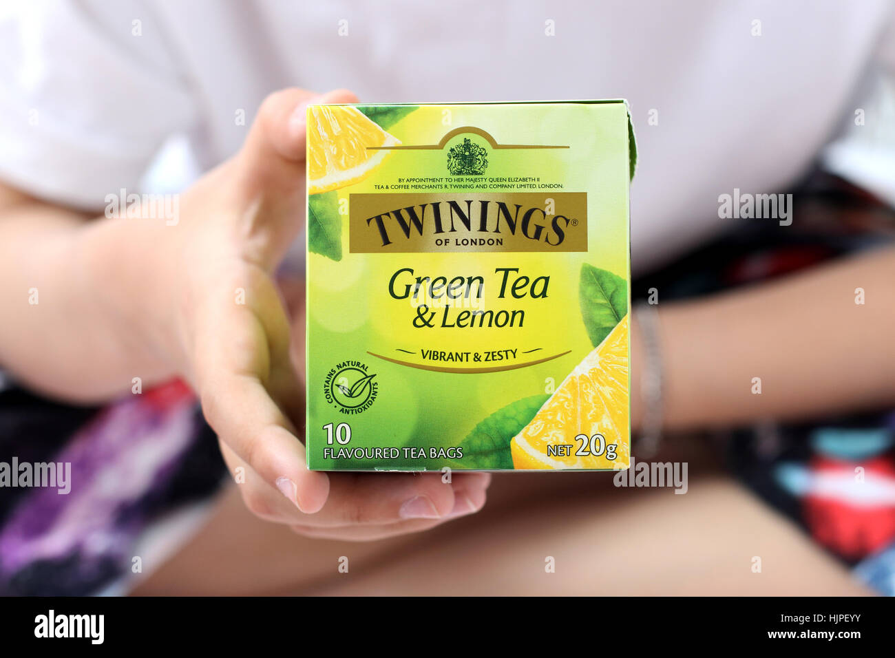 Twinings Green Tea and Lemon flavor isolated against white background