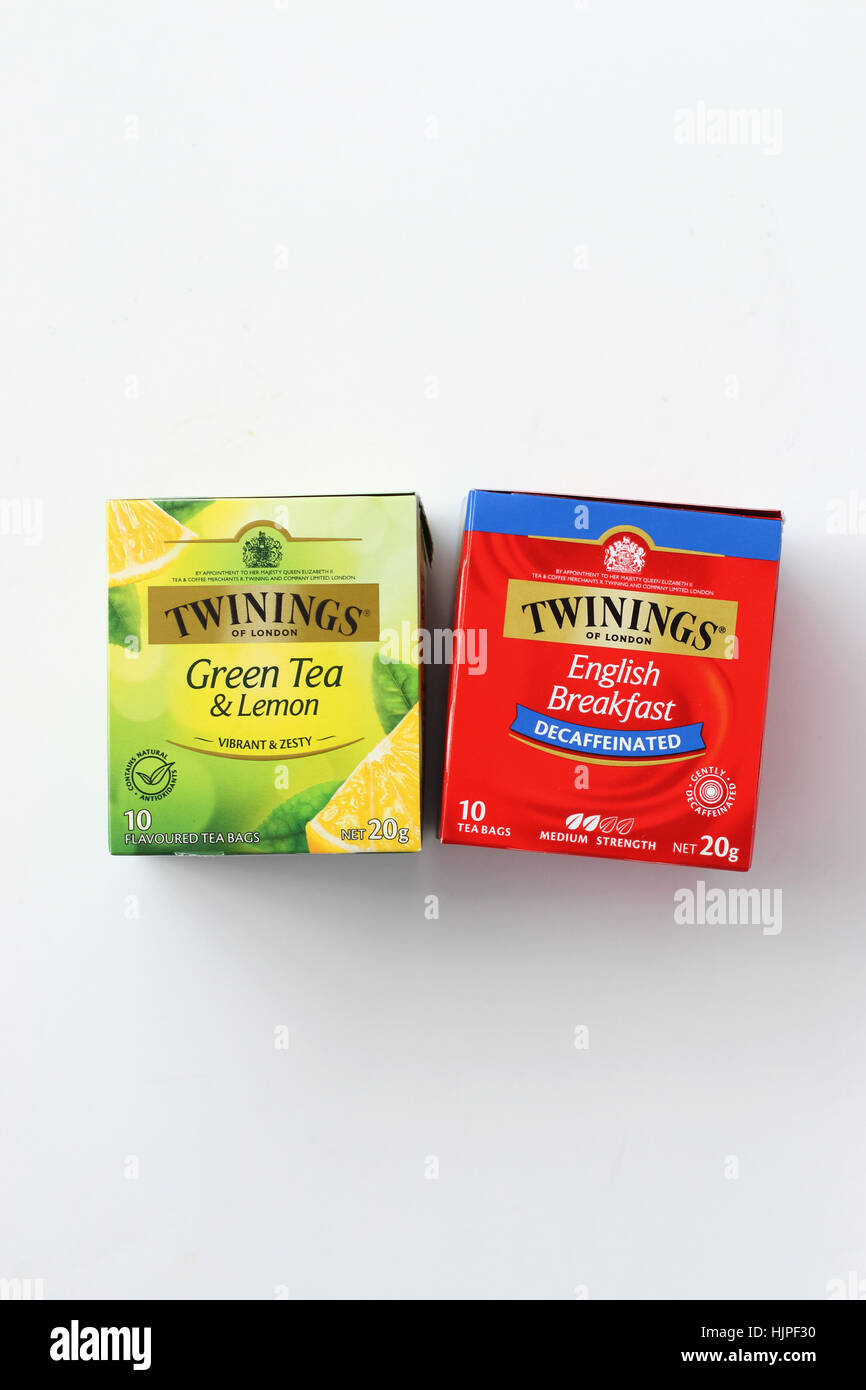 Twinings Green Tea and Lemon and English Breakfast Decaffeinated Tea