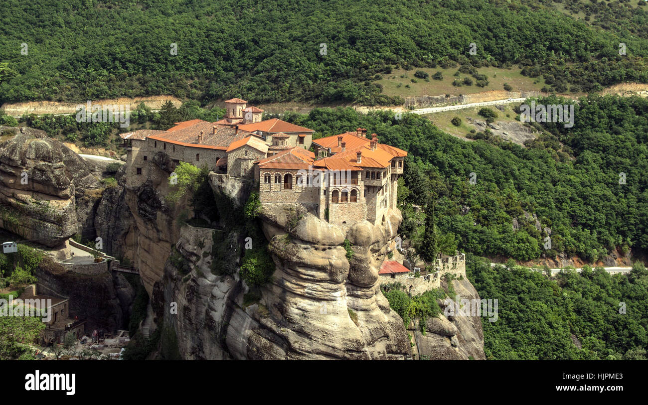 Monasteries area at Meteora of Kalampaka in Greece. Stock Photo