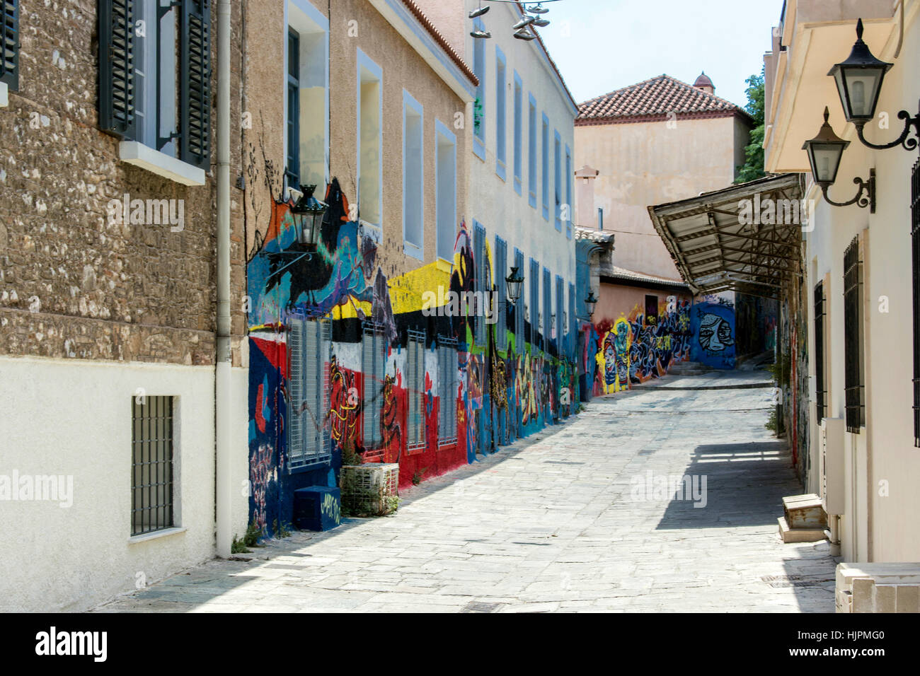 Graffitis in the streets of Athens. Stock Photo