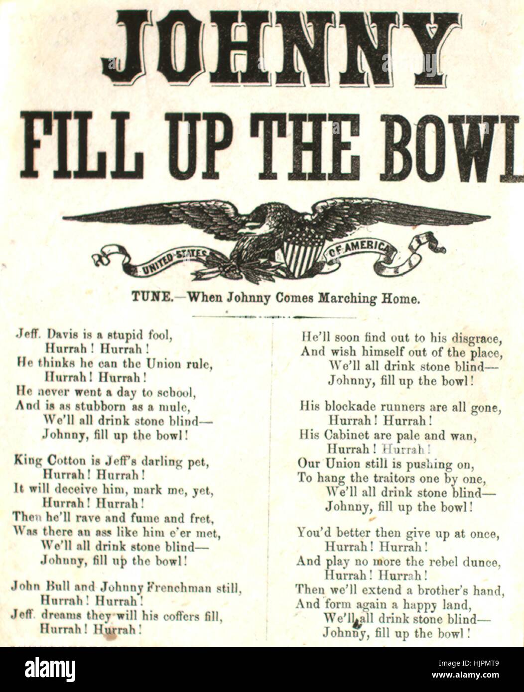 Sheet Music Cover Image Of The Song Song Sheet Johnny Fill Up The