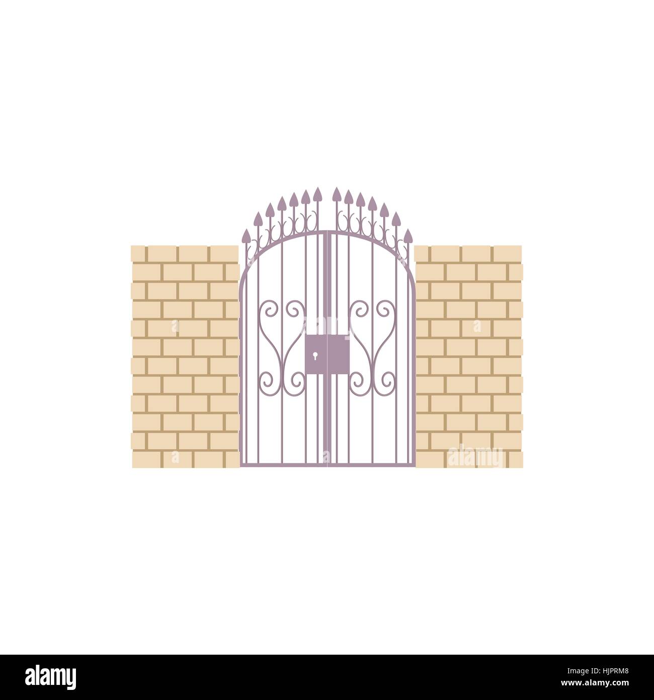 Gate with brick wall and a metal lattice icon in cartoon style on a white background Stock Vector Image & Art - Alamy Gate with brick wall and a metal lattice icon in cartoon style on a white background Stock Vector Image & Art - Alamy