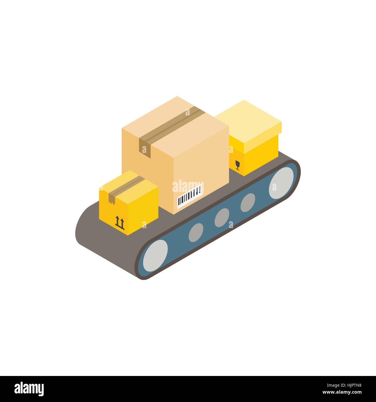 Conveyor belt with boxes icon in isometric 3d style on a white ...