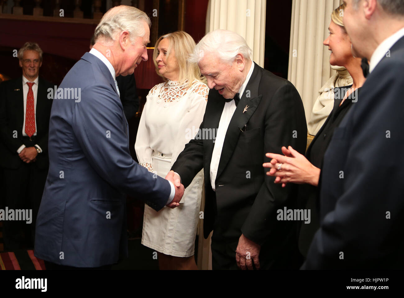 The Prince of Wales (left) meets meets Sir David Attenborough during a ...