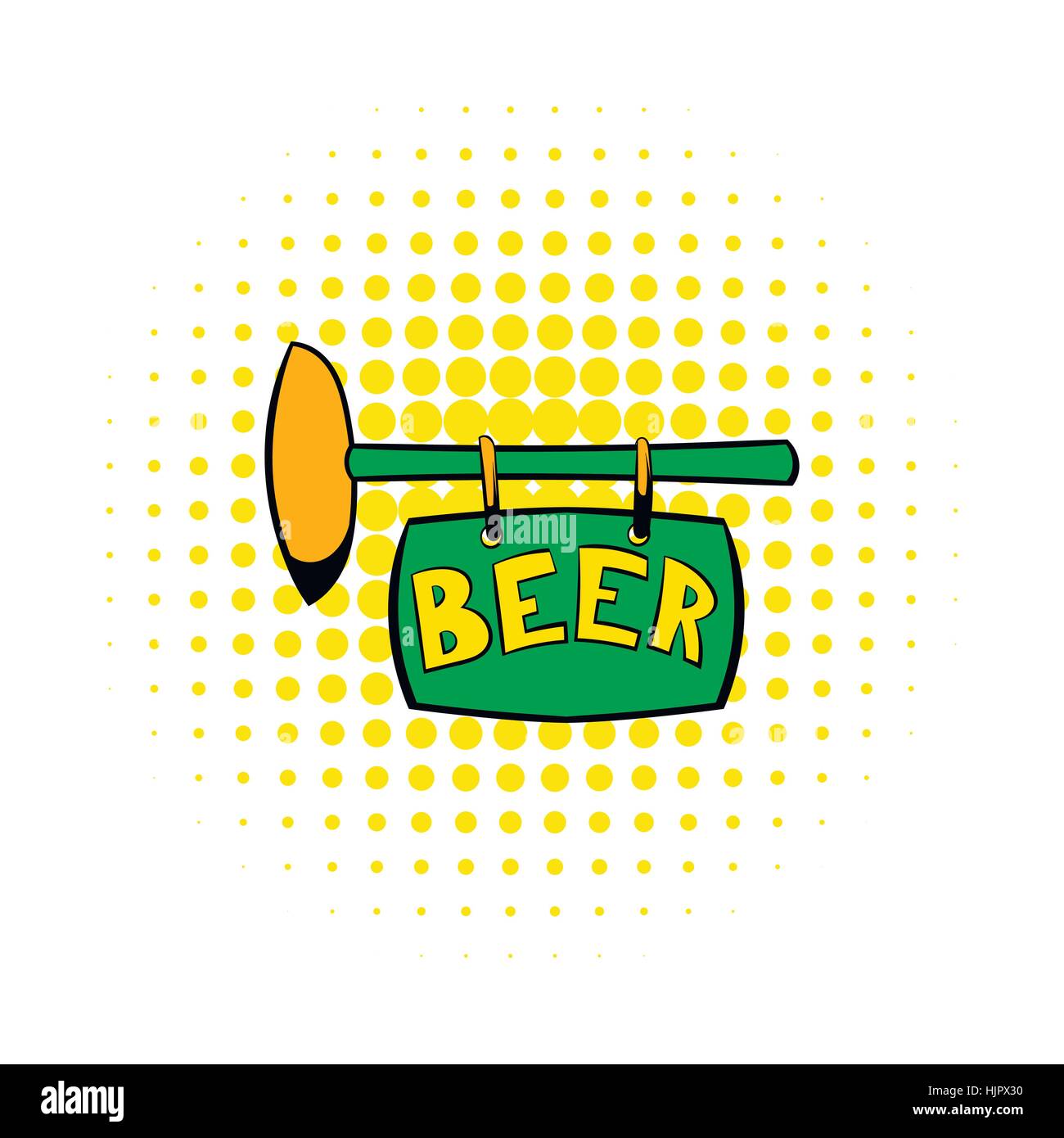 Street signboard of pub icon in comics style on a white background ...