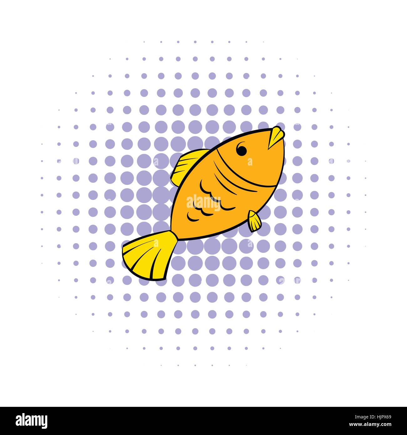Dry fish icon in comics style on a white background Stock Vector