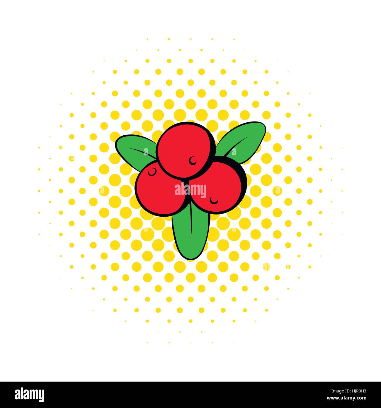 Cranberry icon in comics style on a white background Stock Vector Image