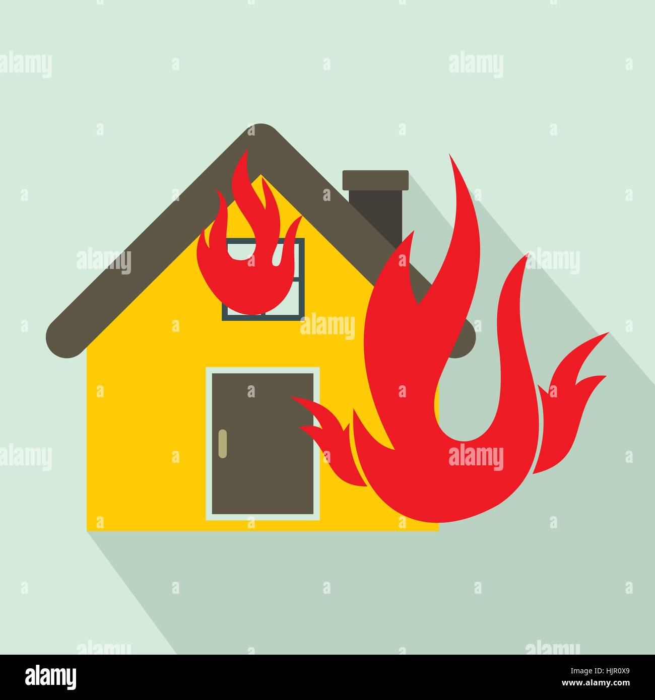 House on fire icon in flat style on a light blue background Stock Vector