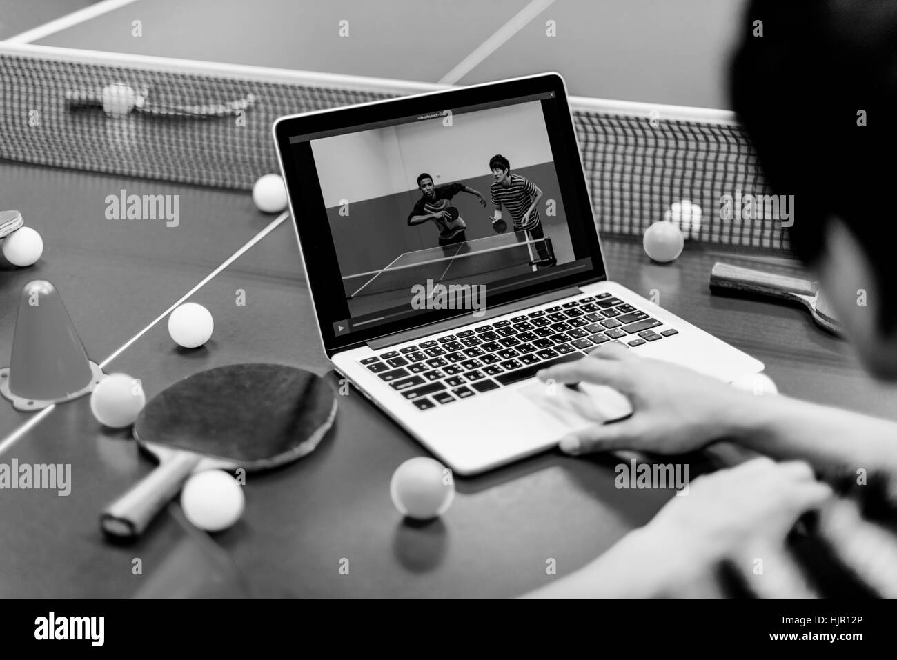 Ping Pong Table Tennis Game Practicing Sport Concept Stock Photo