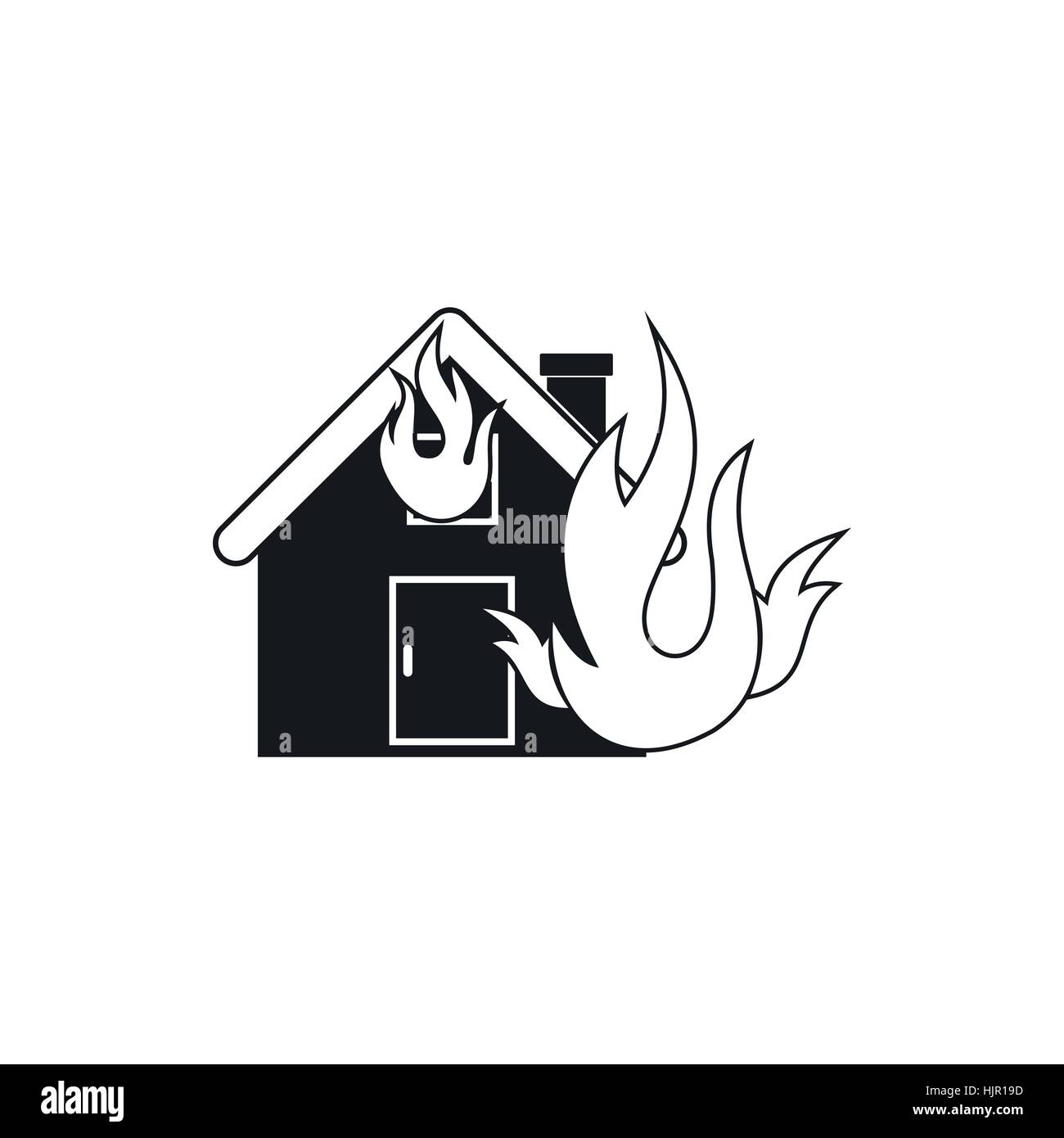 House on fire icon in simple style on a white background Stock Vector