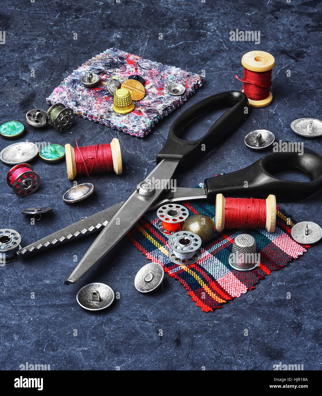 Scissors for cutting fabrics,patterns, fabrics,thread and buttons Stock Photo Alamy