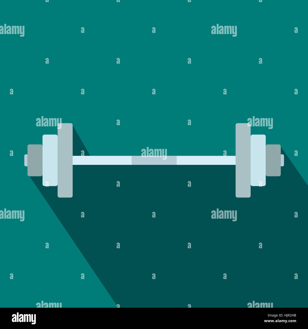 Barbell icon in flat style on a blue background Stock Vector Image