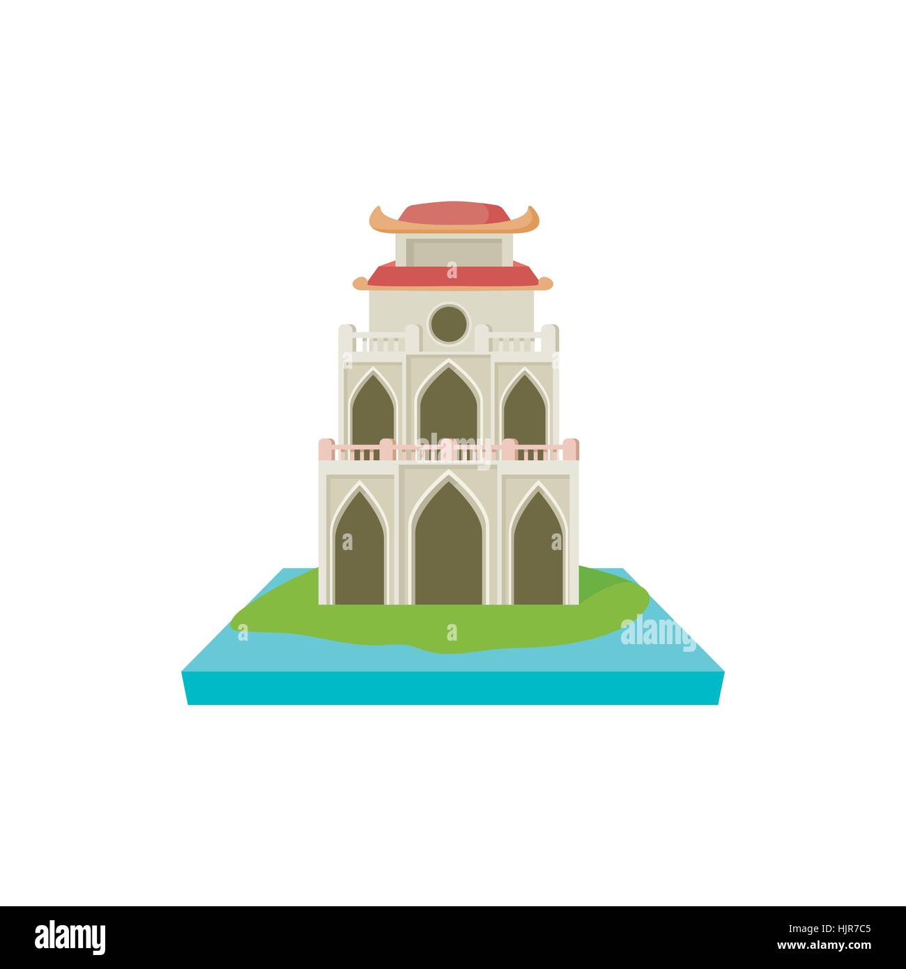 Buddhist temple, pagoda icon in cartoon style on a white background Stock Vector