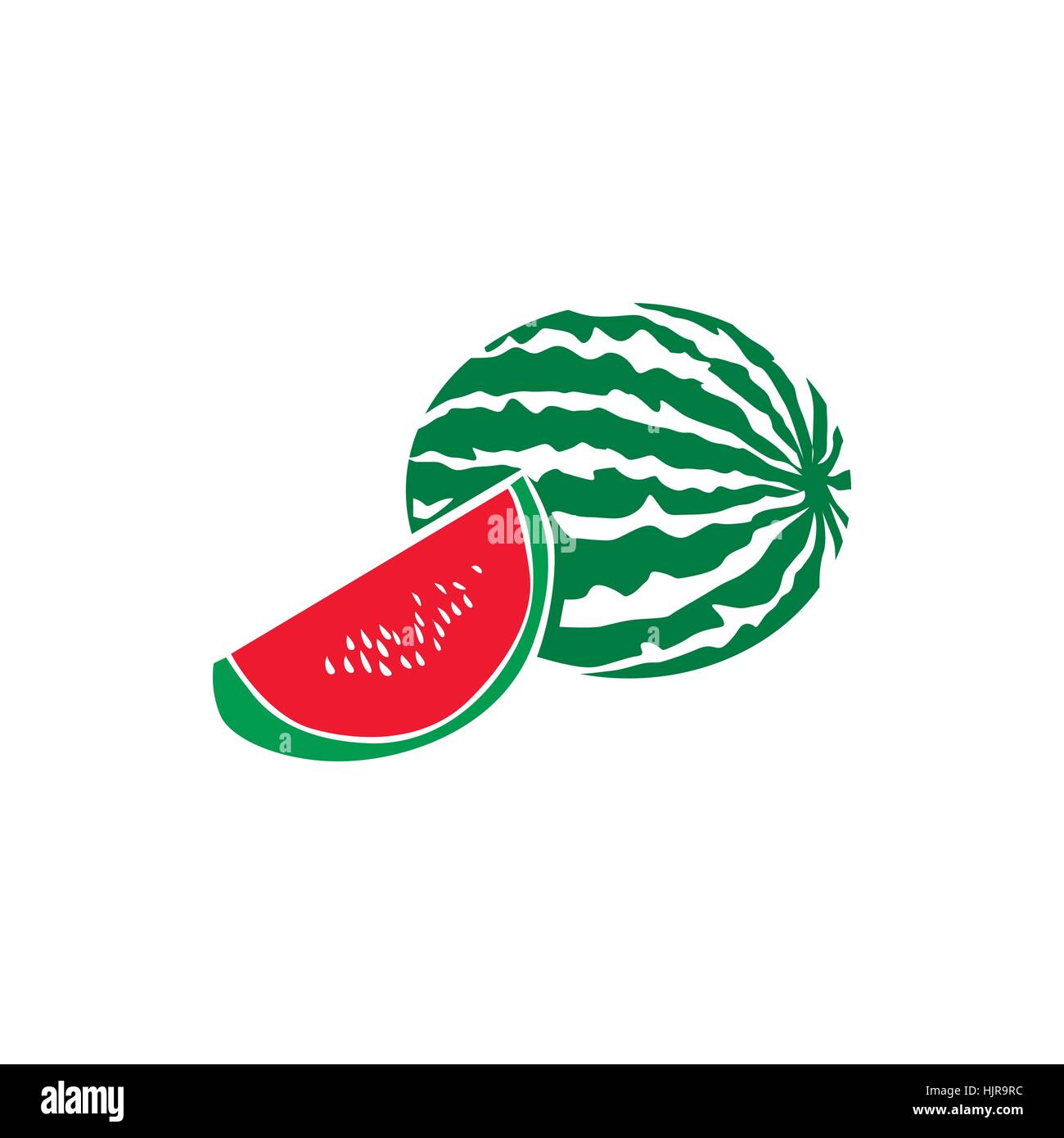Whole and sliced watermelon icon in simple style isolated on white ...