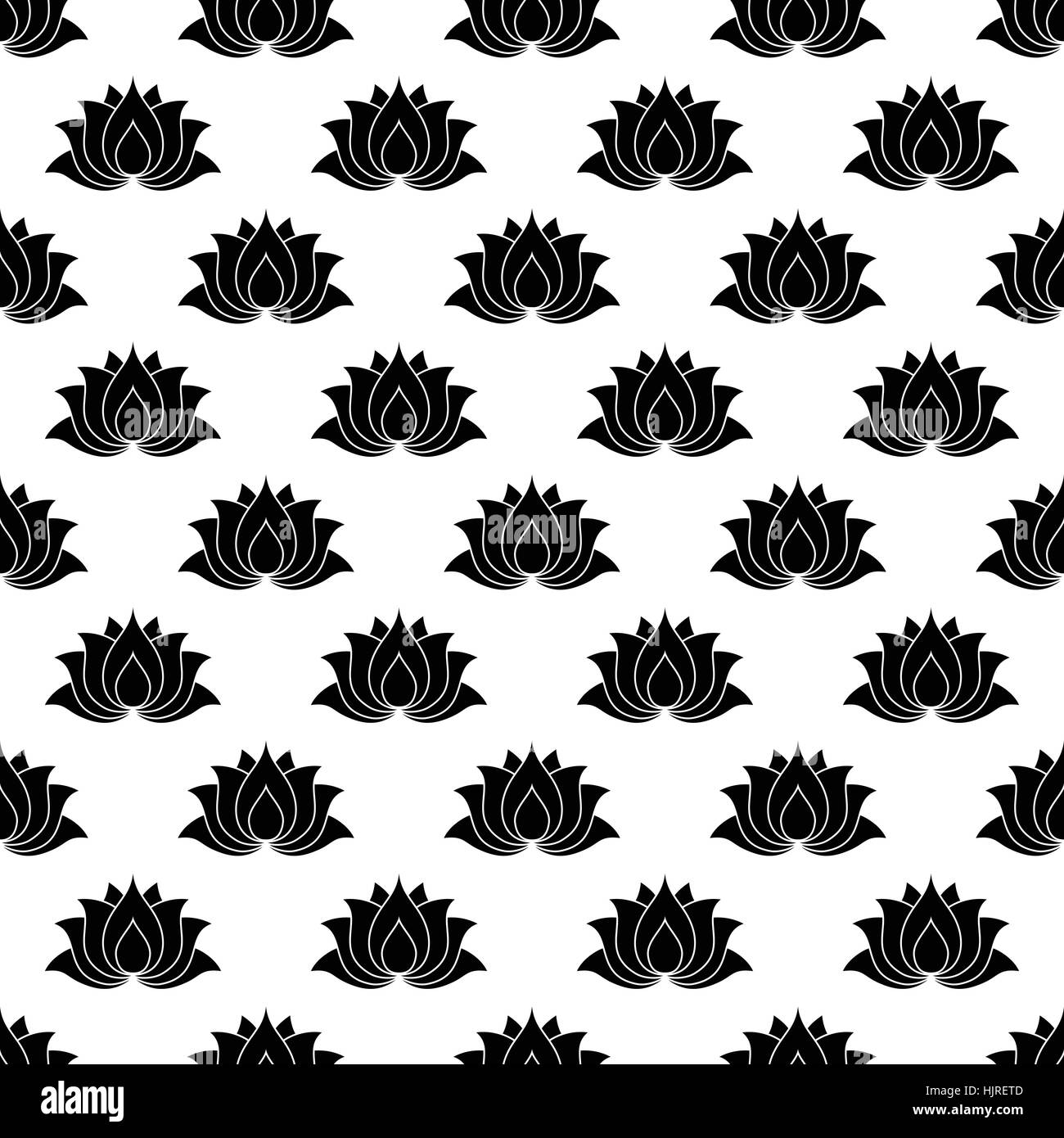 Lotus flower pattern seamless black for any design Stock Vector Image