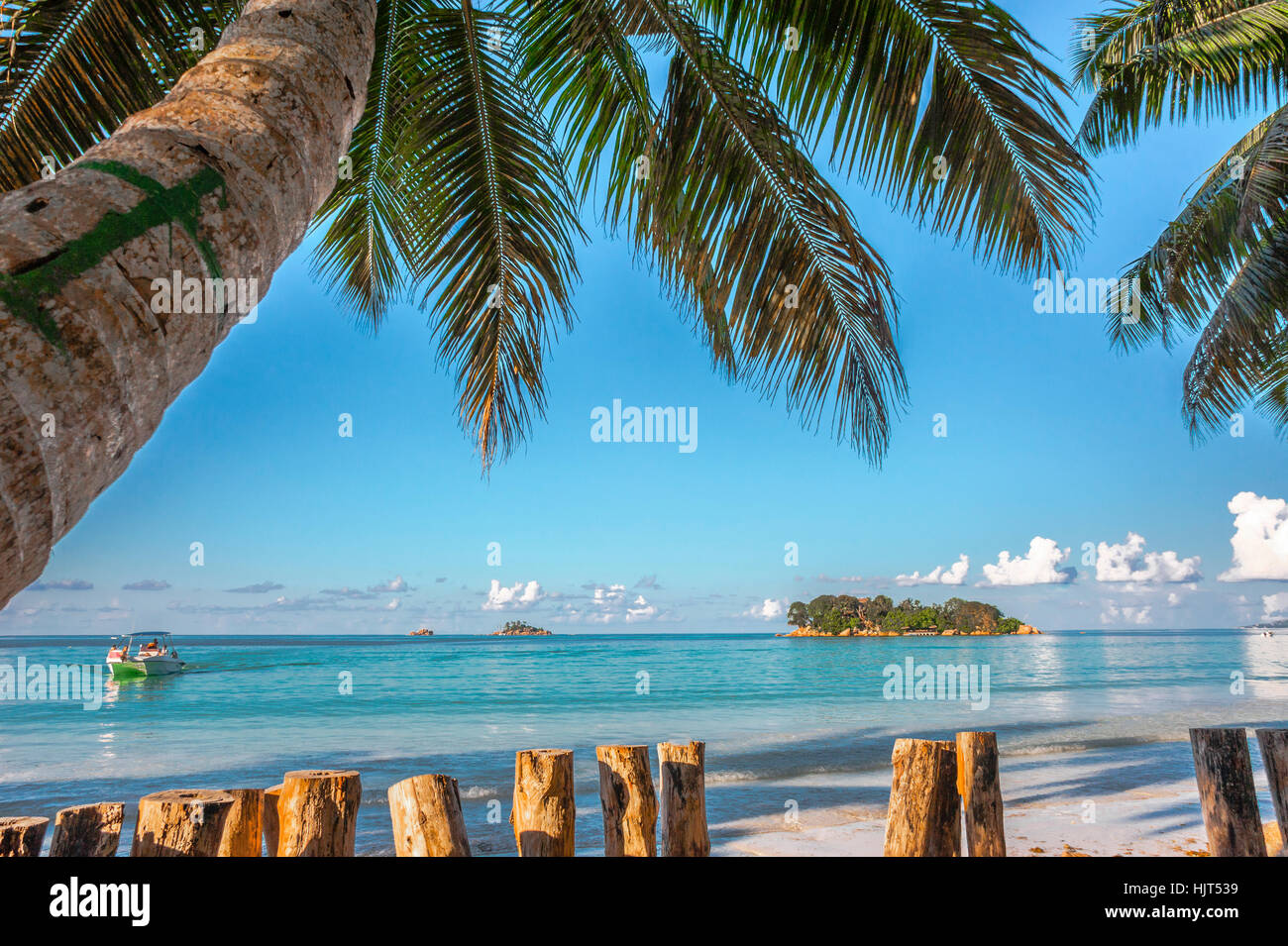 Beach of the Seychelles, Island Praslin, Beach Anse Volbert Stock Photo