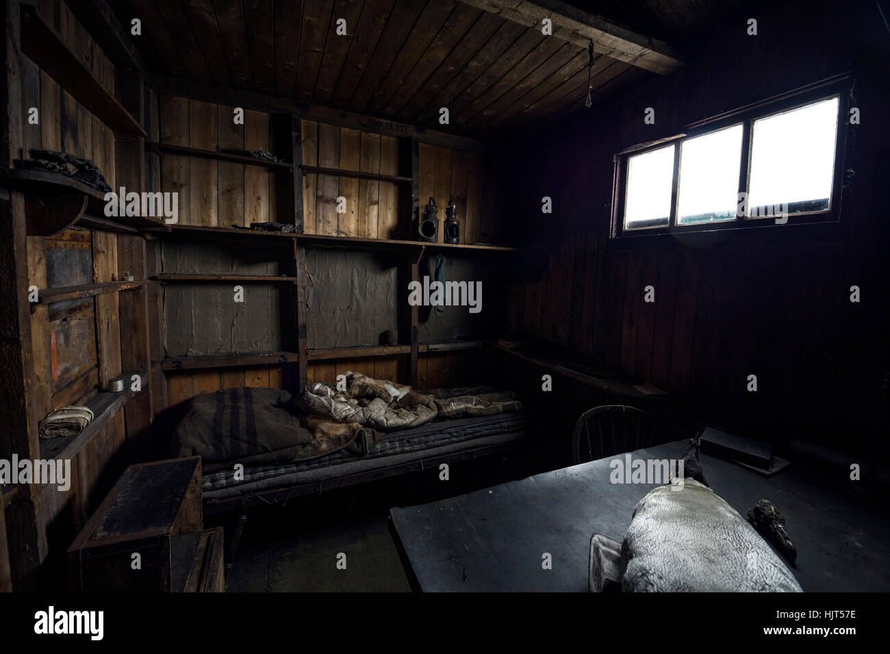 The private sleeping quarters of Antarctic explorer Robert Falcon Scott in his hut. Stock Photo