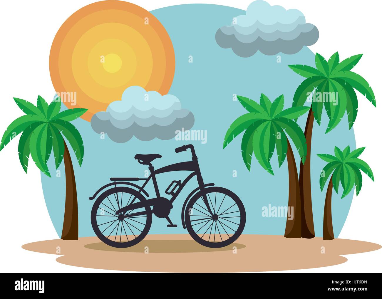summer beach with palms vector illustration design Stock Vector Image ...