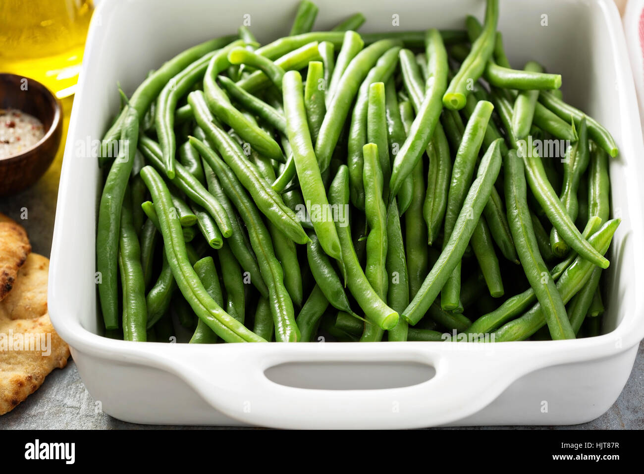 Blanched green beans Stock Photo